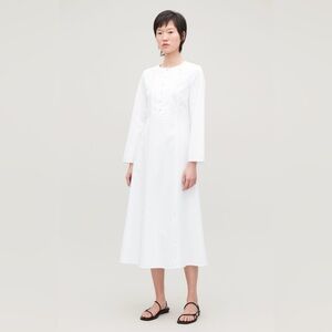 NWOT‎ - COS  - Classic White Long Bib Front Dress